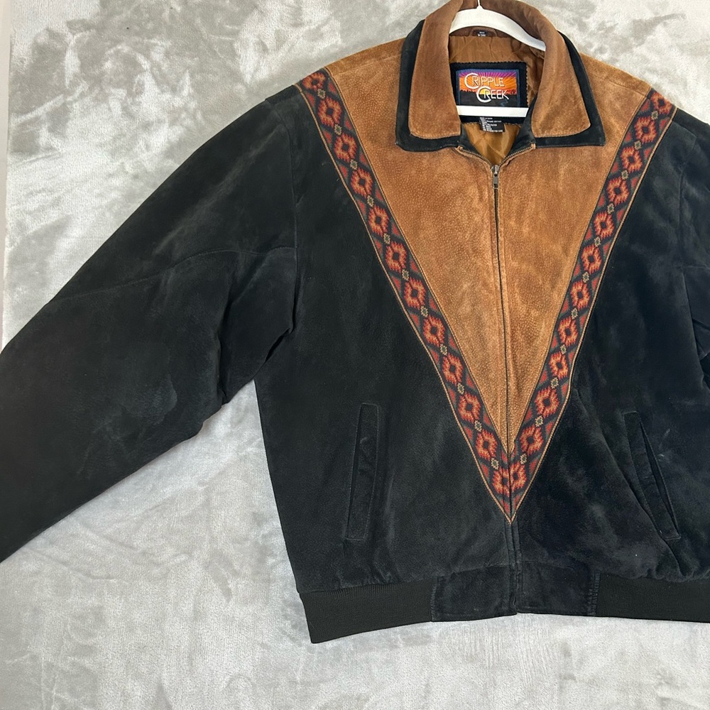 Vintage cripple creek two tone suede Aztec bomber jacket - Picture 2 of 14